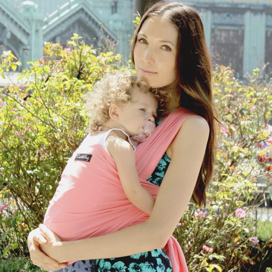 CuddleBug Baby Wrap Sling + Carrier - Newborns & Toddlers up to 36 lbs - Hands Free - Gentle, Stretch Fabric - Ideal for Baby Showers - One Size Fits All (Pink) - Image 3