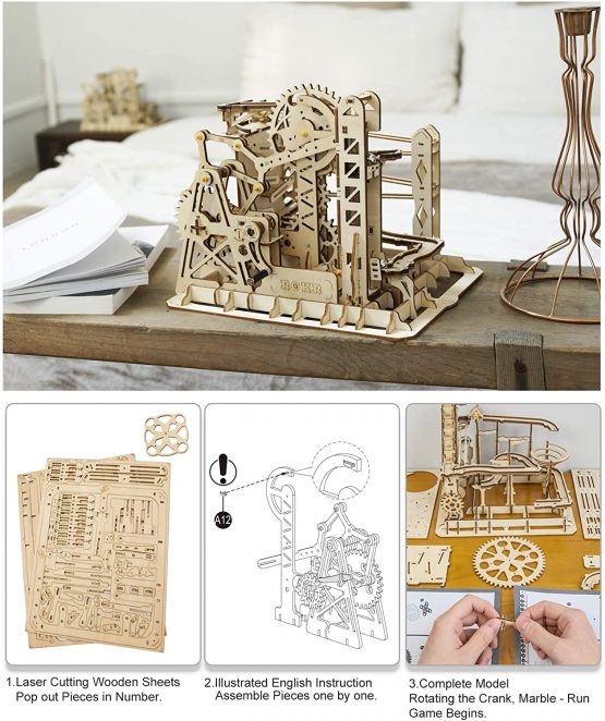 ROBOTIME 3D Puzzle Adults Wooden Model Kits to Build Construction Building Crafts Woodcraft Play Games Gift for Boys and Girls - Image 3