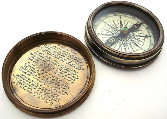 Robert Frost Poem Compass-Pocket Compass w Leather Case - Image 4