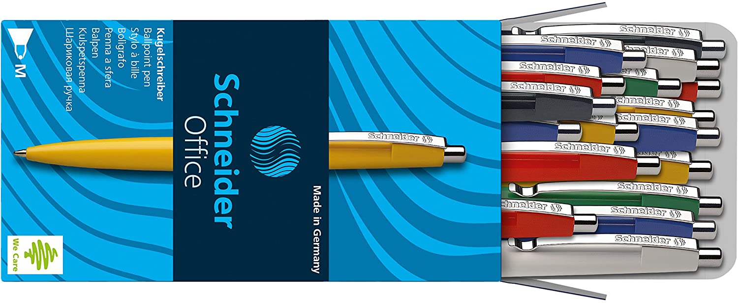 Schneider 132910 Office Ballpoint Pen Assorted Pack of 20, multicoloured, 1 count (Pack of 20)