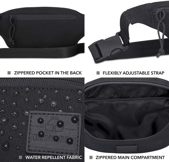 Fanny Pack Bum Bag Women & Men Grey - JOHNNY URBAN"Toni" Hip Bag Made of Cotton Canvas for Festivals & Sports - Hipster Belt Bag Crossbody Bumbag Waist Pack Travel Carrier Water-Repellent - Image 2
