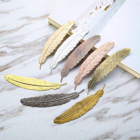 8 Pieces Metal Feather Bookmarks Assorted Metal Bookmark Feather Shape Book Marker for Adults and Kids (Set 1) - Image 2