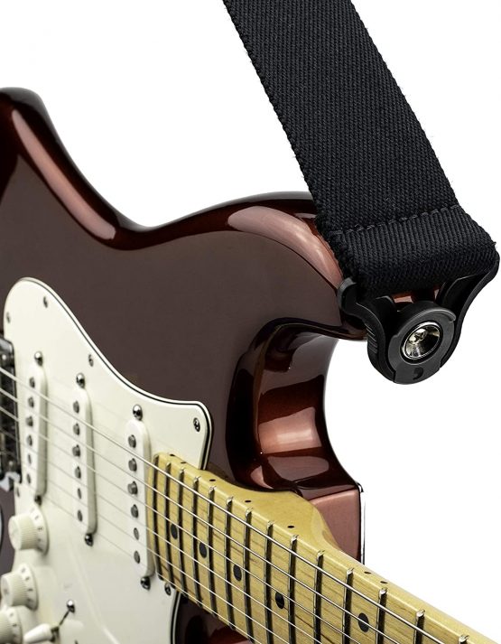 D'Addario Auto Lock Guitar Strap - Acoustic & Electric Guitar Accessories - Easy to Use Auto Locking Guitar Straps - Uses Existing Guitar Strap Buttons - Skater - Black - Image 4