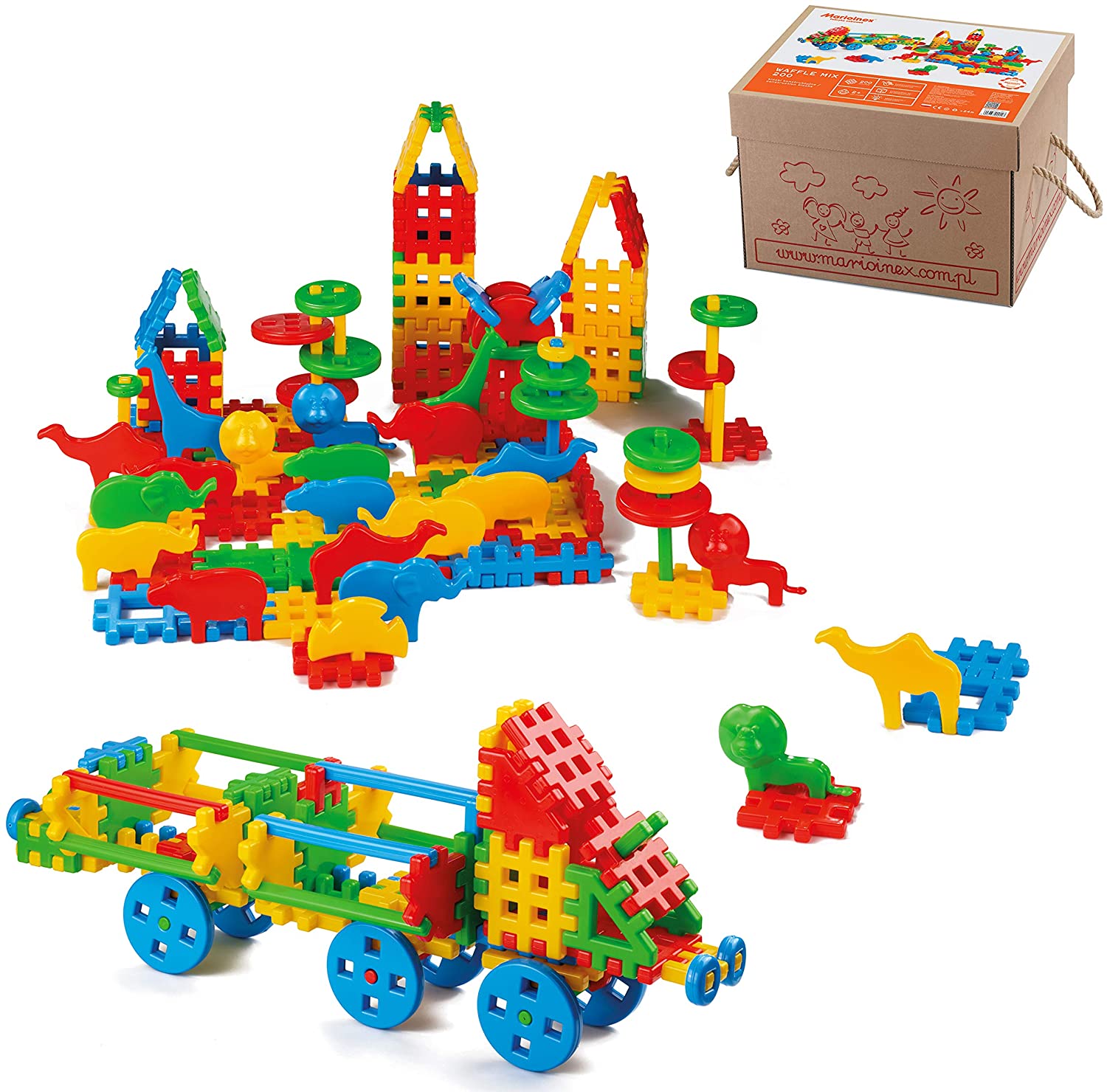 Marioinex Waffle Blocks Mix, 200 Pieces Packed In a Carton, Multicolor