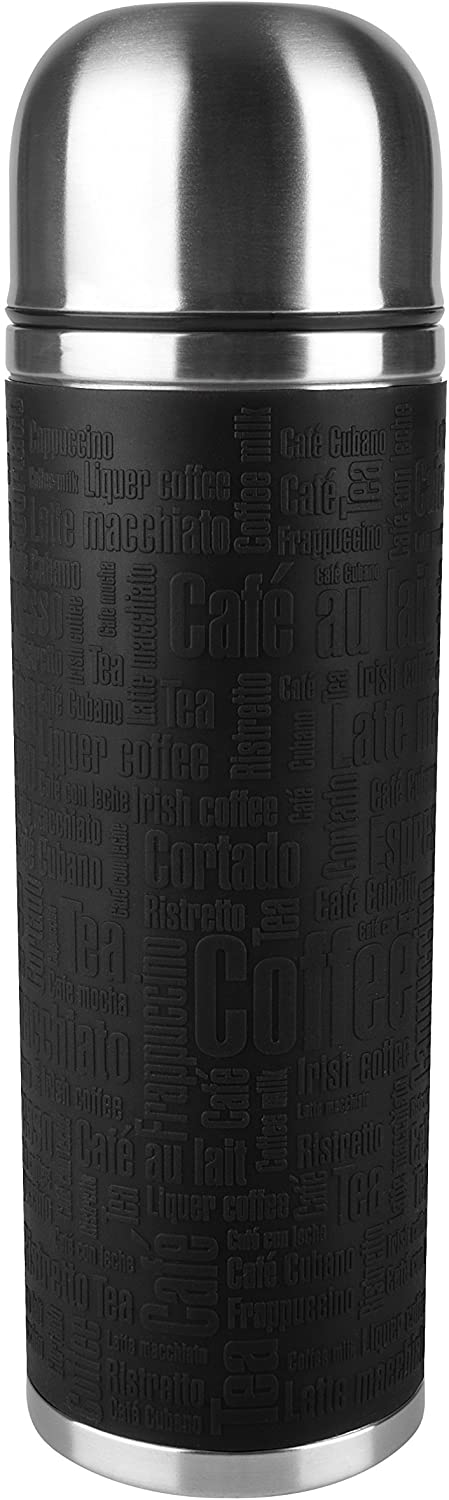 Tefal Senator Silicone Vacuum Flask, Stainless Steel, Black, 9.5 x 9.5 x 30 cm, 1000 ml