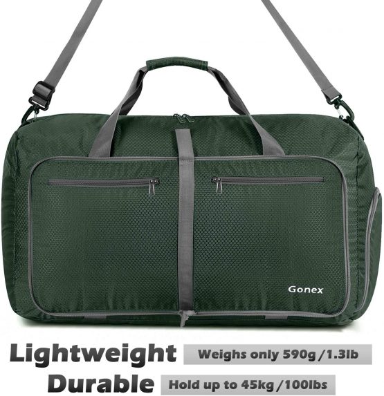 Gonex 80L Foldable Sport Duffels Travel Bag Large Sport Holdall Bag Packable Gym Bag Lightweight Waterproof Luggage (Black) - Image 4