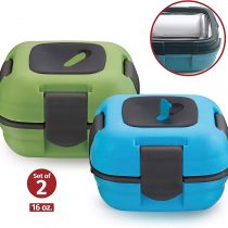 Lunch Box - Pinnacle Insulated Leak Proof Lunch Box for Adults and Kids - Thermal Lunch Container With NEW Heat Release Valve 16 oz ~Set of 2~ Blue-Green