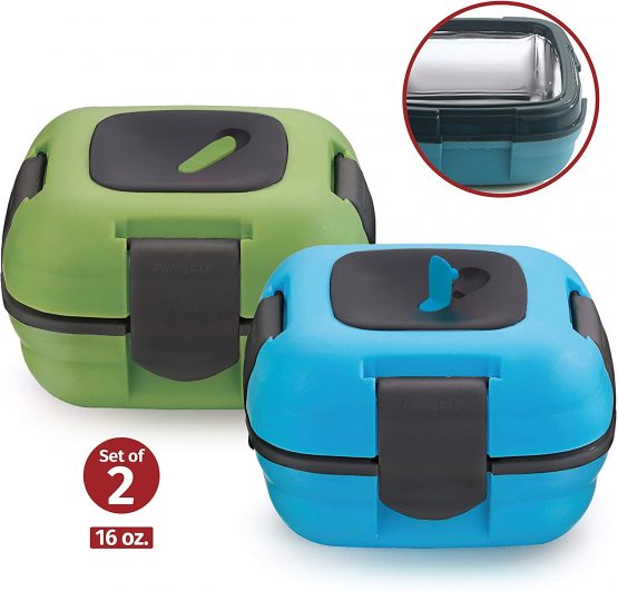 Lunch Box - Pinnacle Insulated Leak Proof Lunch Box for Adults and Kids - Thermal Lunch Container With NEW Heat Release Valve 16 oz ~Set of 2~ Blue-Green
