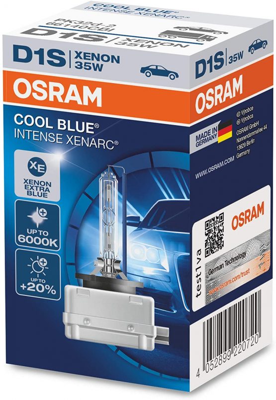 Osram 66140CBI XENARC Cool Blue Intense D1S HID Xenon Arc Tubes, Discharge Lamp (Single Pack)