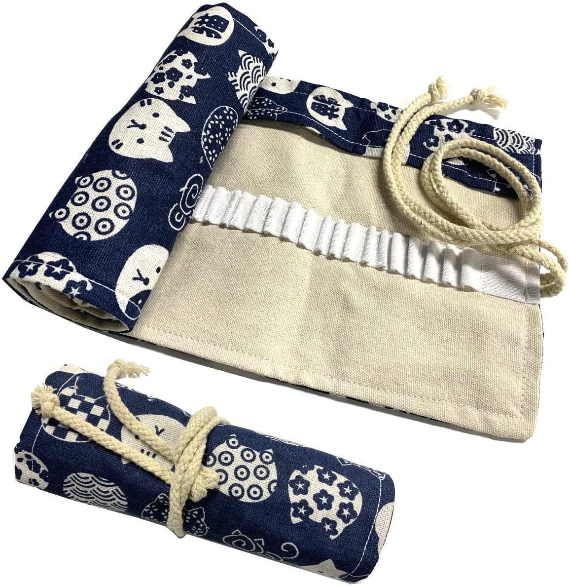 Canvas Pencil Wrap Case, DOITEM 72 Holes Colored Pencil Roll Holder Storage Pouch for Artist, School, Office and Animal