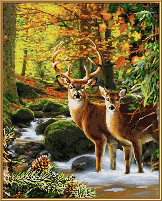 Schipper MNZ - Hirsche im Wald 609130810 Numbers 40 x 50 cm Stag in The Forest Adults with Brush and Acrylic Paints, Multicoloured, One Size - Image 3
