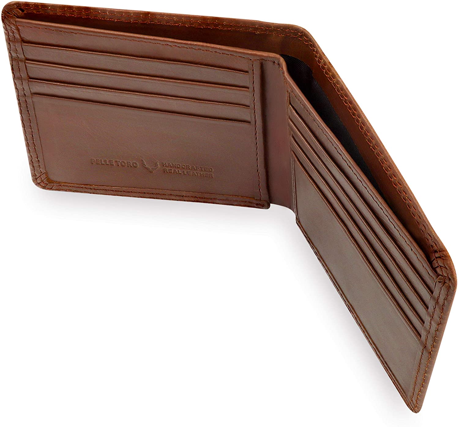 PELLE TORO Minimalist Slim Mens Wallet, Handmade Real Leather Card Wallet with RFID Blocking - Image 4