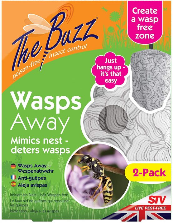 ZERO IN STV369 Wasps Away 2 Pack (Humane Chemical-Free Wasp Deterrent, Mimics Natural Wasp Nest), Grey, 2.5x17.5x23 cm