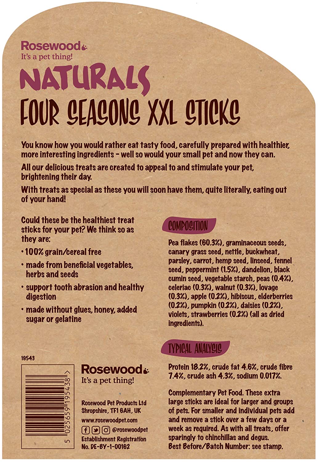 Rosewood Naturals Four Seasons XXL Sticks, Vegetable & Herb Small Animal Treats - Image 2