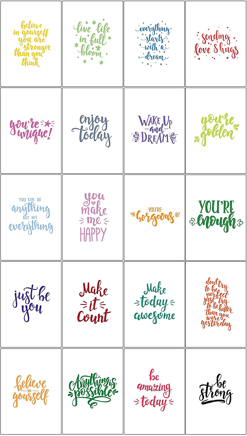 20 Eco-Friendly Blank Motivational Affirmation Greeting Cards Made from Recycled Card with Kraft Recycled Envelopes