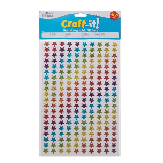Baker Ross AT216 Mini Holographic Star Stickers, Christmas Arts and Crafts (Pack of 400), Assorted - Image 3