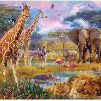 Bits and Pieces - 300 Large Piece Jigsaw Puzzle for Adults - Savannah Animals - 300 pc Jungle Scene Jigsaw by Artist Jan Patrik