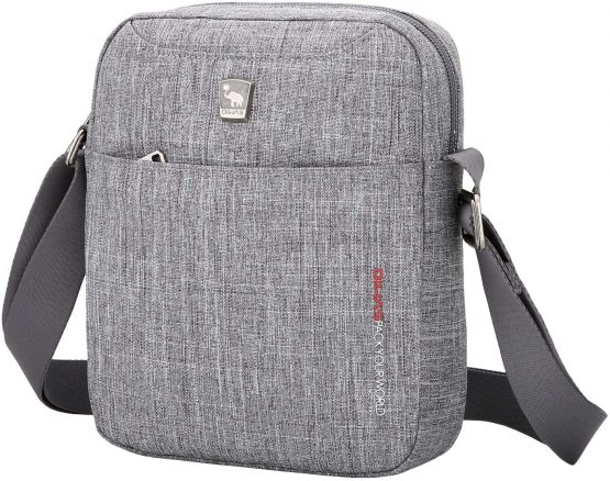 OIWAS Man Bags for Men Small Mens Shoulder Phone Bag Waterproof Crossbody Phone Bag with Long Strap Cross Body Wallet Pouch for Travel Work and School Grey