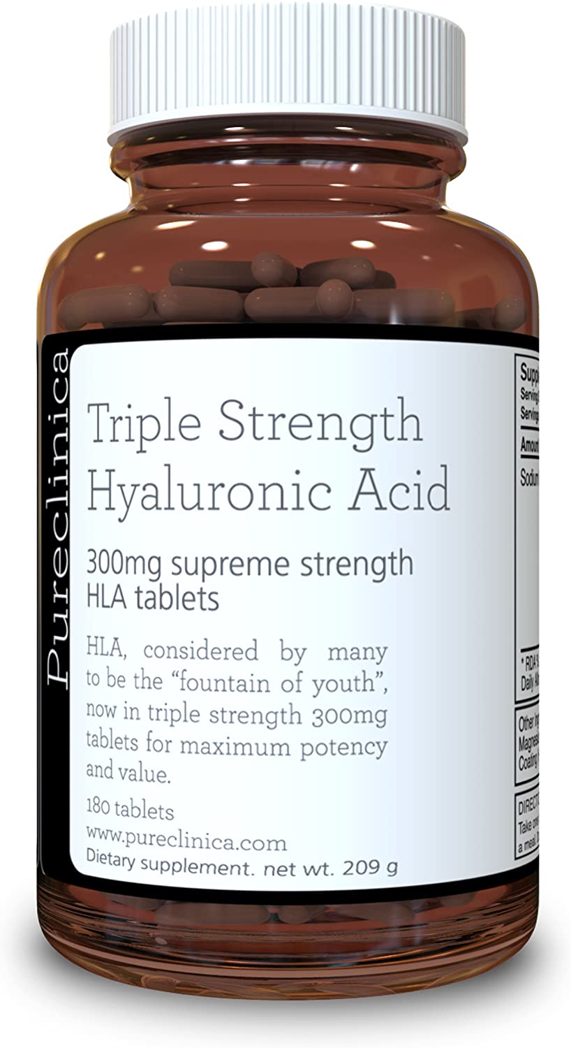 Hyaluronic Acid 300mg Triple Strength - 180 Tablets (6 Month Supply), 180 count (Pack of 1)