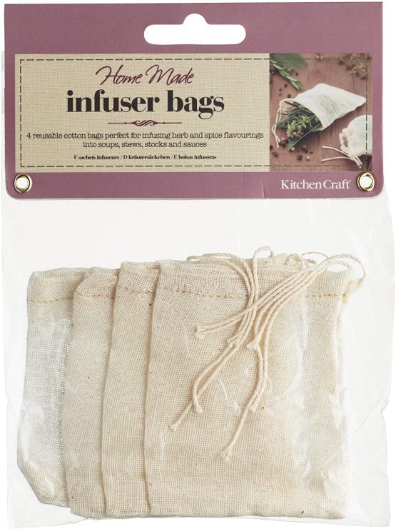 KitchenCraft Home Made Spice Cooking, Pack of 4 Reusable Bouquet Garni Infuser Bags, White - Image 2