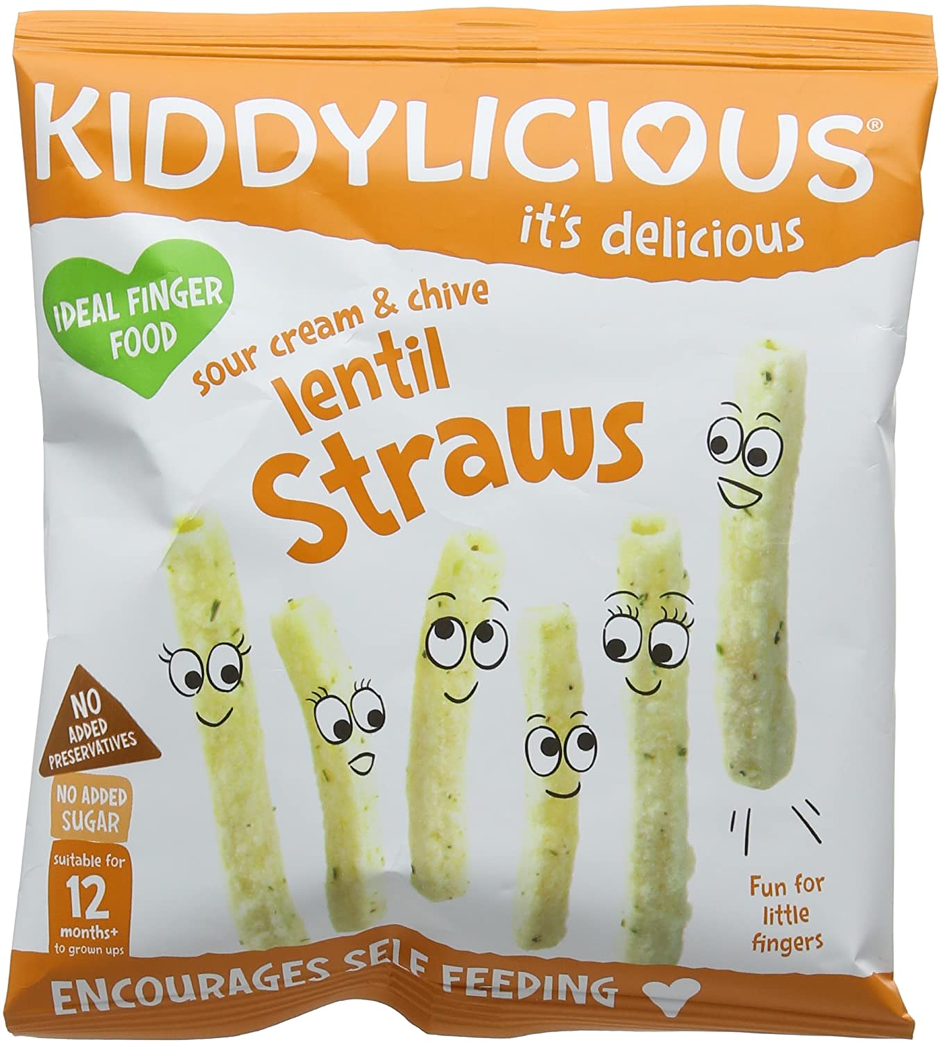 Kiddylicious Sour Cream & Chive Lentil Veggie Straws - Delicious Snacks for Kids - Suitable for 9+ Months - 9 Packs