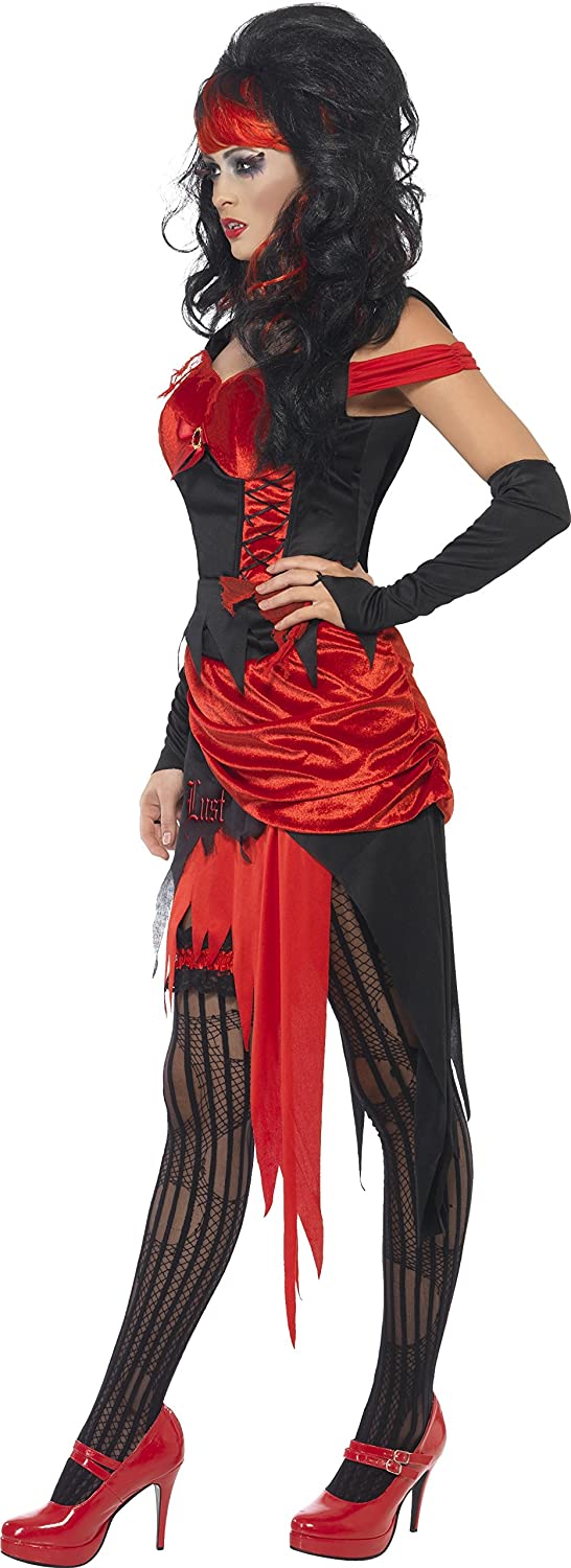 Smiffys Seven Deadly Sins Lust Costume, Red with Dress, Garter and Arm Cuffs, Hlloween 7 Deadly Sins Fancy Dress - Image 3