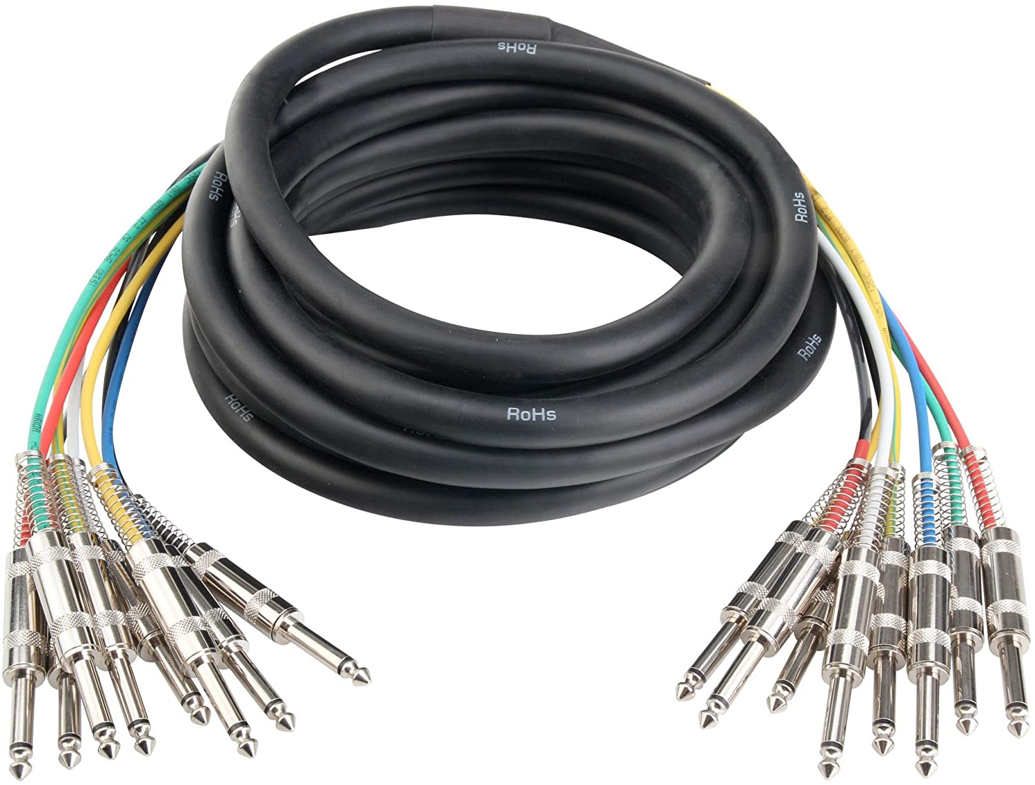 Pronomic 8 x 6.3mm Mono to Mono 8m Multicore Stage Cable for Studio & Stage, Hand-Soldered, Braided, Compatible with Amplifier, Mixers - Image 2