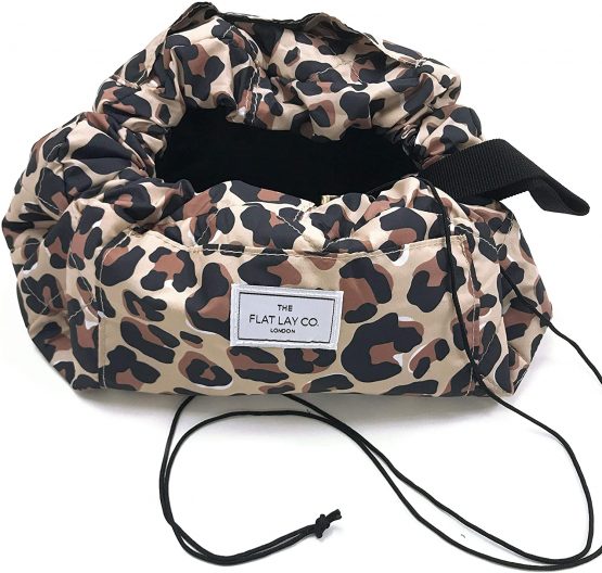 The Flat Lay Co. Make Up Bag | Lay Flat Travel Cosmetic Toiletry Case | Contents not included (Everything | 50cm, Leopard) - Image 2