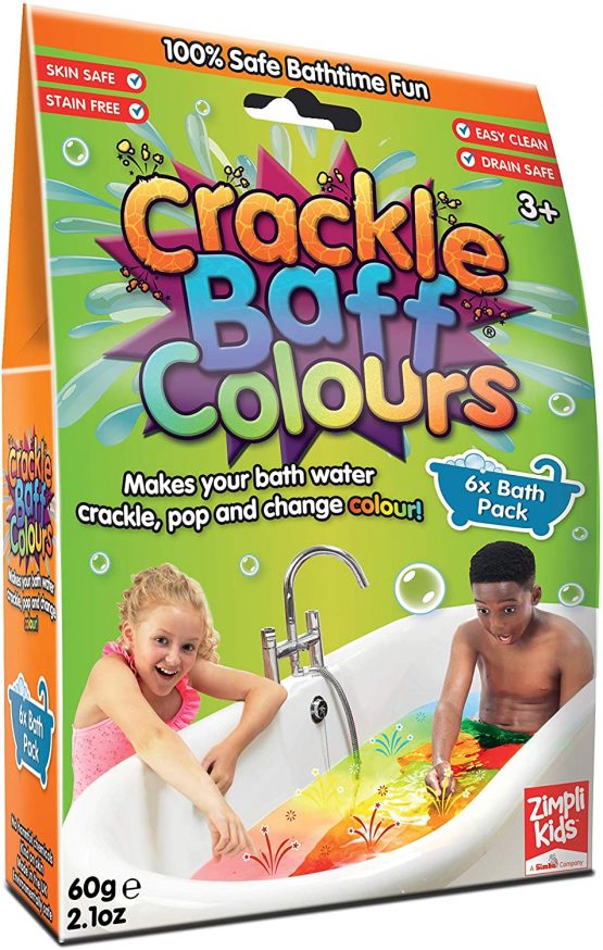 Crackle Baff from Zimpli Kids, 6 Bath Pack, Make your water Crackle, Pop & Change Colour, Christmas Gift for Children