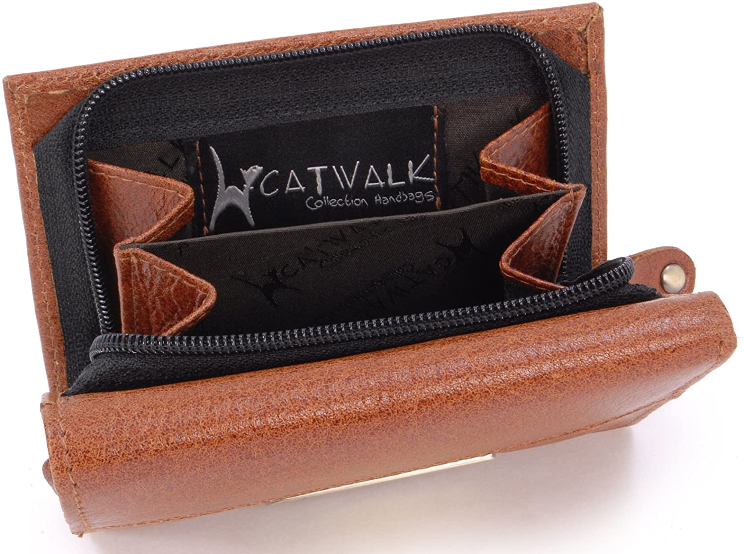 Catwalk Collection Handbags, Ladies Medium Leather Purse, Women's Trifold Wallet with 8 Card Slots & Zip Coin Pocket, RFID - Image 4