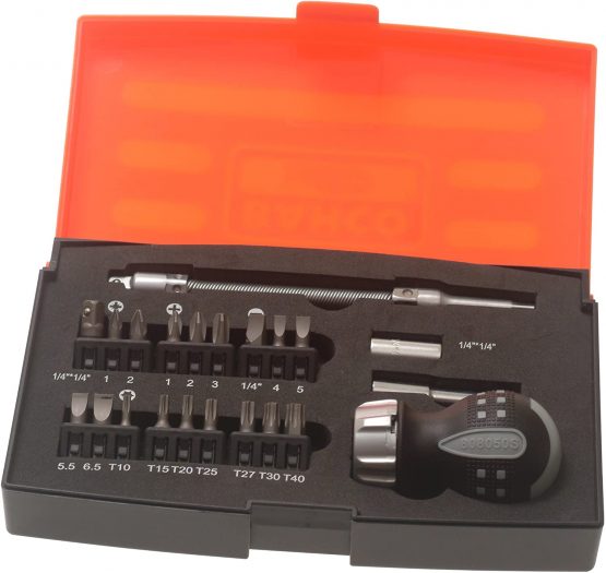 Bahco 808050S-22 Stubby Ratchet Screwdriver Set, 22 Pieces