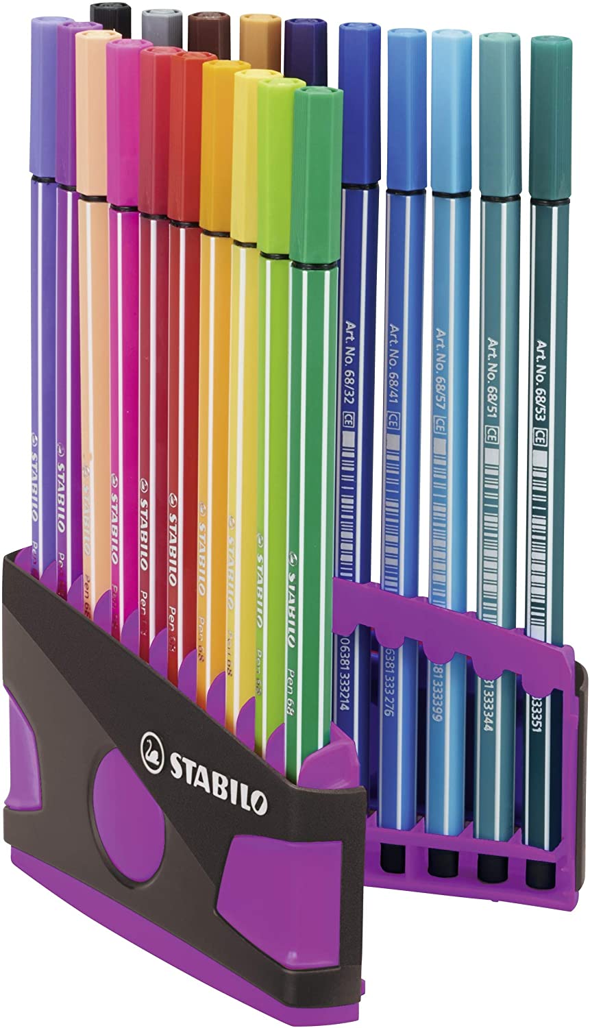 STABILO Pen 68 - Premium Fibre-Tip Pen - ColorParade in Anthracite/Pink - Deskset of 20 - Assorted Colours - Image 2