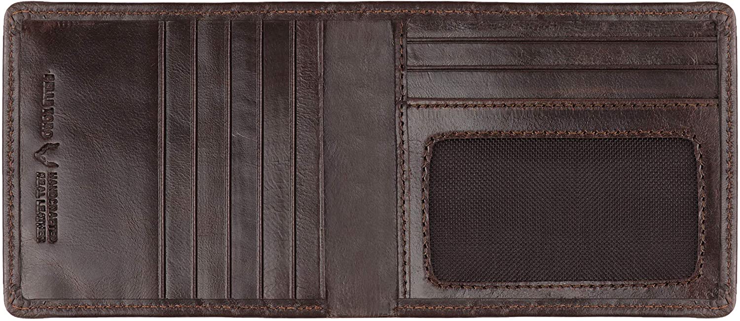PELLE TORO Handmade Super Slim Men's Wallet, Handmade with Napa Leather, RFID Blocking Wallet, 9 Card Slots & ID Window (Cocoa Brown) - Image 4