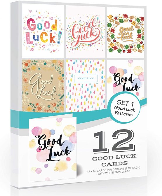 12 x Good Luck Cards by Olivia Samuel - Folding Style Multi Pack with Envelopes