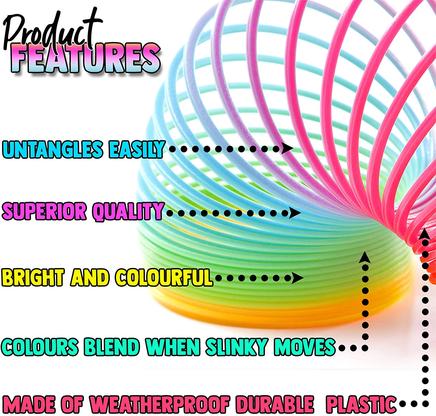 THE TWIDDLERS Giant Magic Rainbow Spring, 15cm / 6", Perfect for Children & Kids Birthday Party Favours, Huge Sensory Game - Image 2