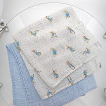 Beatrix Potter Muslin Square, Blue, 3 Count