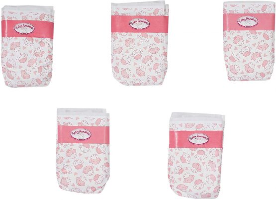 Baby Annabell Nappies for 43 cm Dolls - Easy for Small Hands, Creative Play Promotes Empathy and Social Skills, For Toddlers 3 Years and Up - 5 Pack