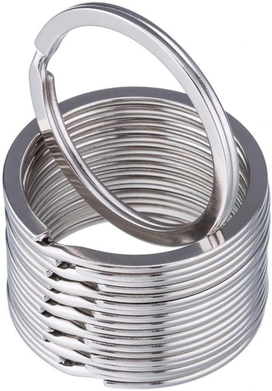 30mm Round Flat Key Chain Rings 50 pcs Metal Split Ring for Home Car Keys Organization, Silver - Image 2