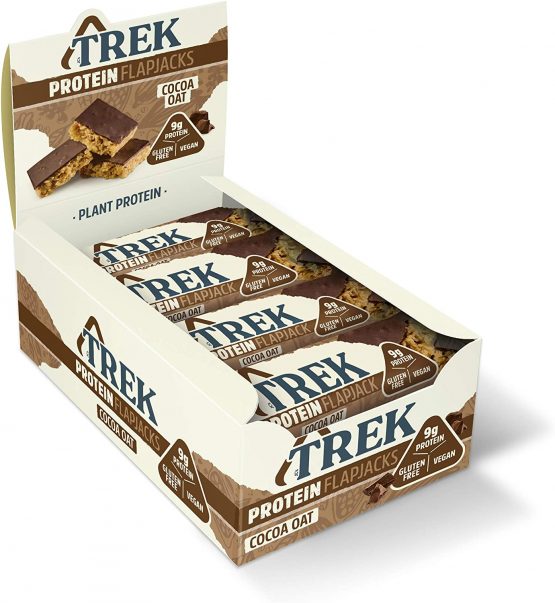 TREK High Protein Flapjack Cocoa Oat, 50 g - Gluten Free Bars – Healthy Snack Bars – Plant Based Protein - Vegan Bars (Pack of 16 Bars)