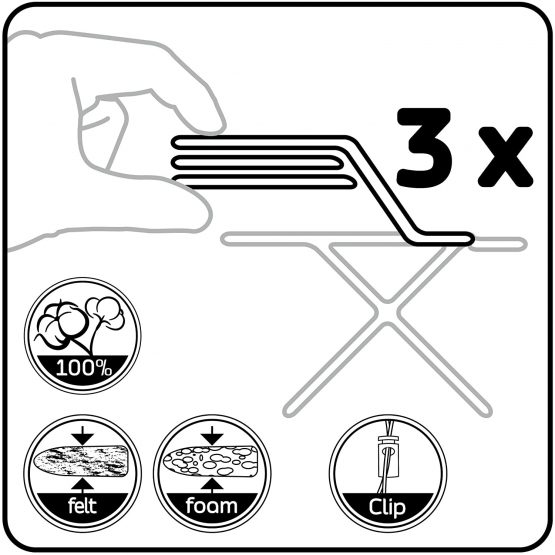 LAUNDRYSpecialist® COMFORT size L/XL (T2) 100% cotton ironing board cover with extra-thick underlayment. Suitable for all large and extra-large ironing boards - Image 3