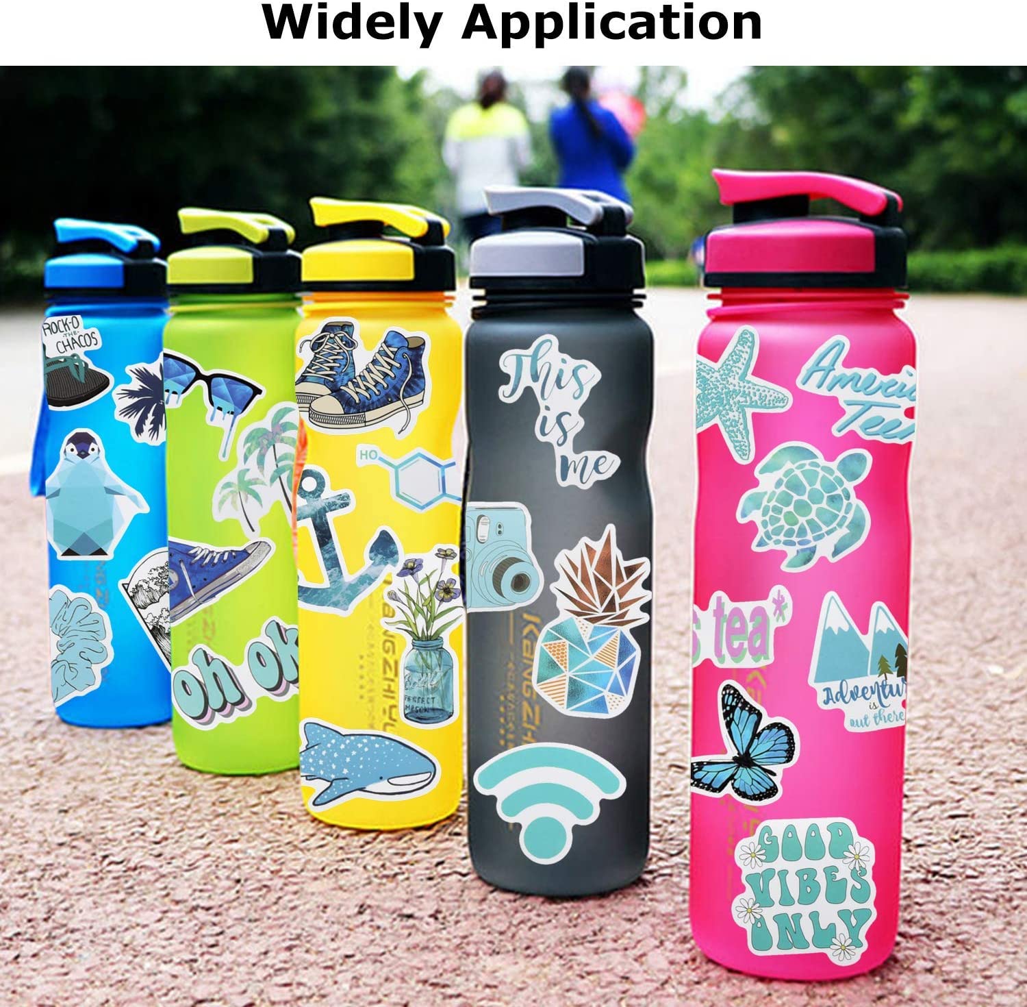 Willingood 50 Pack Cute Vsco Stickers, Water Bottle Stickers, Girl Blue Stickers, Trendy Stickers for Laptop, Notebook, Skateboard, Luggage, Bumper, Guitar, Bike - Stickers Pack For Teens - Image 4