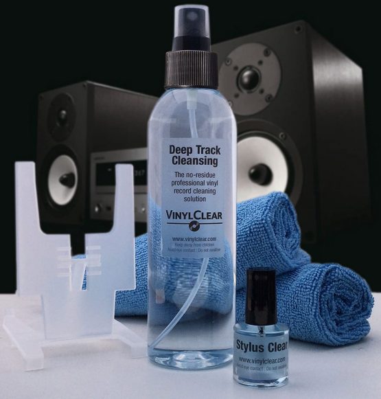 Vinyl LP Record Cleaner Kit - by Vinyl Clear. 250ml Premium Quality Record Cleaning Fluid with Atomiser Bottle, Foldaway Stand, Two Microcloths & Instructions. Plus free 10ml Stylus Cleaning Fluid. - Image 4