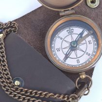 NEOVIVID Engravable Compass, Pocket Compass, Brass Compass with Leather Carry Case, Boy Scouts Compass, Eagle Scout Compass, Pirates Compass, Camping Compass, Gift Compass