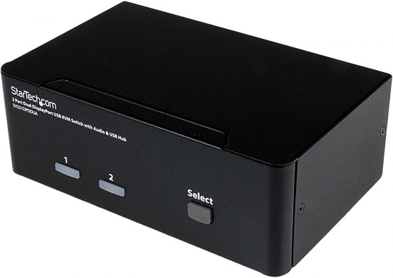 StarTech Dual Monitor DisplayPort KVM Switch - 2 Port - USB 2.0 Hub - Audio and Microphone - DP KVM Switch (SV231DPDDUA)