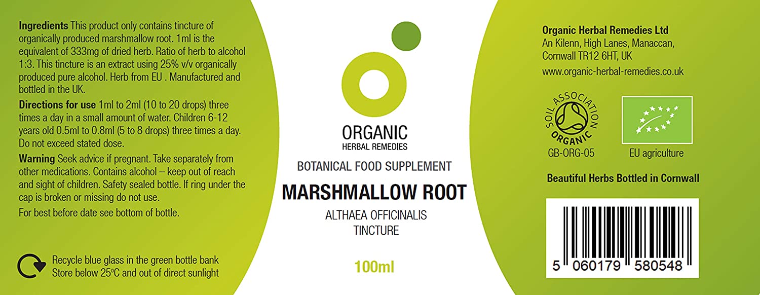 Organic Herbal Remedies Marshmallow Root Tincture, 100 ml, Blue Bottle, 100 ml (Pack of 1) - Image 2