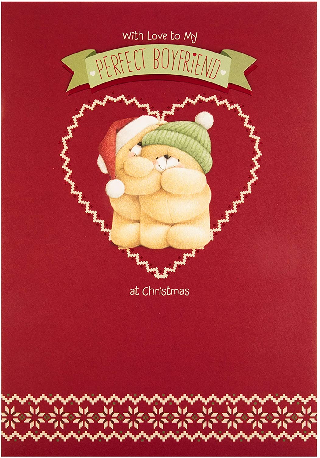 Hallmark Christmas Card for Boyfriend - Cute Forever Friends Design, Red, Letter