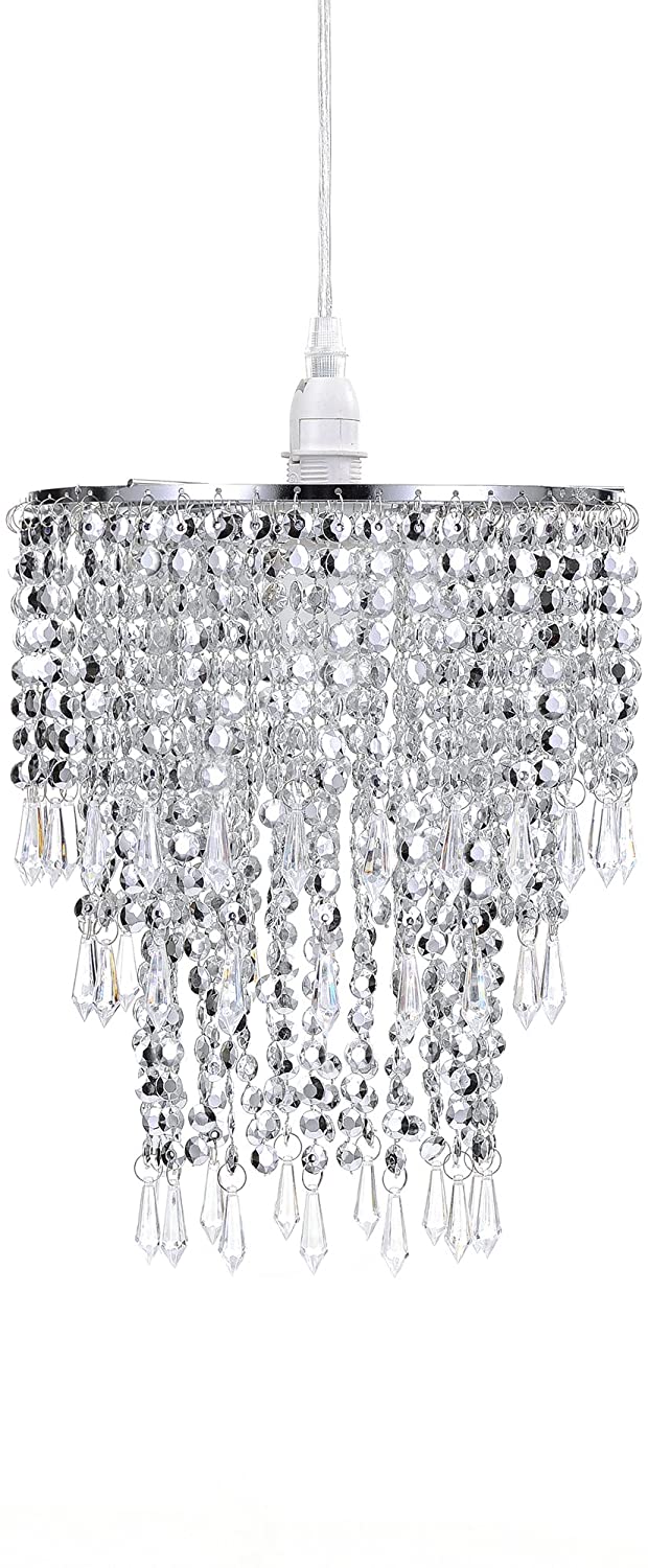 Waneway 3 Tier Beads Pendant Shade, Ceiling Chandelier Lampshade with Acrylic Jewel Droplets - Image 3