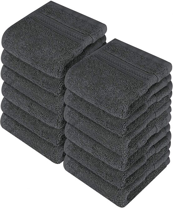 Utopia Towels - 12 Luxury Washcloths, 30 x 30 cm, White - 700 GSM 100% Cotton Premium Quality Flannel Face Cloths, Highly Absorbent and Soft Feel Fingertip Towels