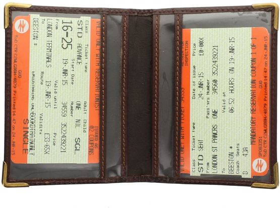 Visconti Leather Oyster Card/Travel Pass Holder with Metal Corner Protectors TC5 Chocolate - Image 2
