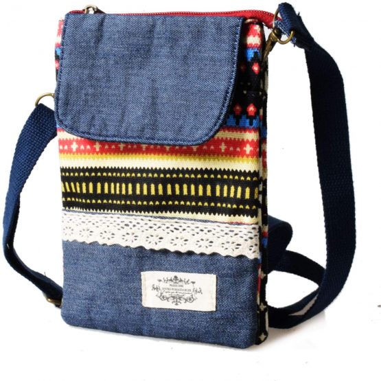 LassZone Small Canvas Crossbody Phone Bag National Pattern Handbags Purse Wallet Change Pouch Bags for Women Girls - Image 3
